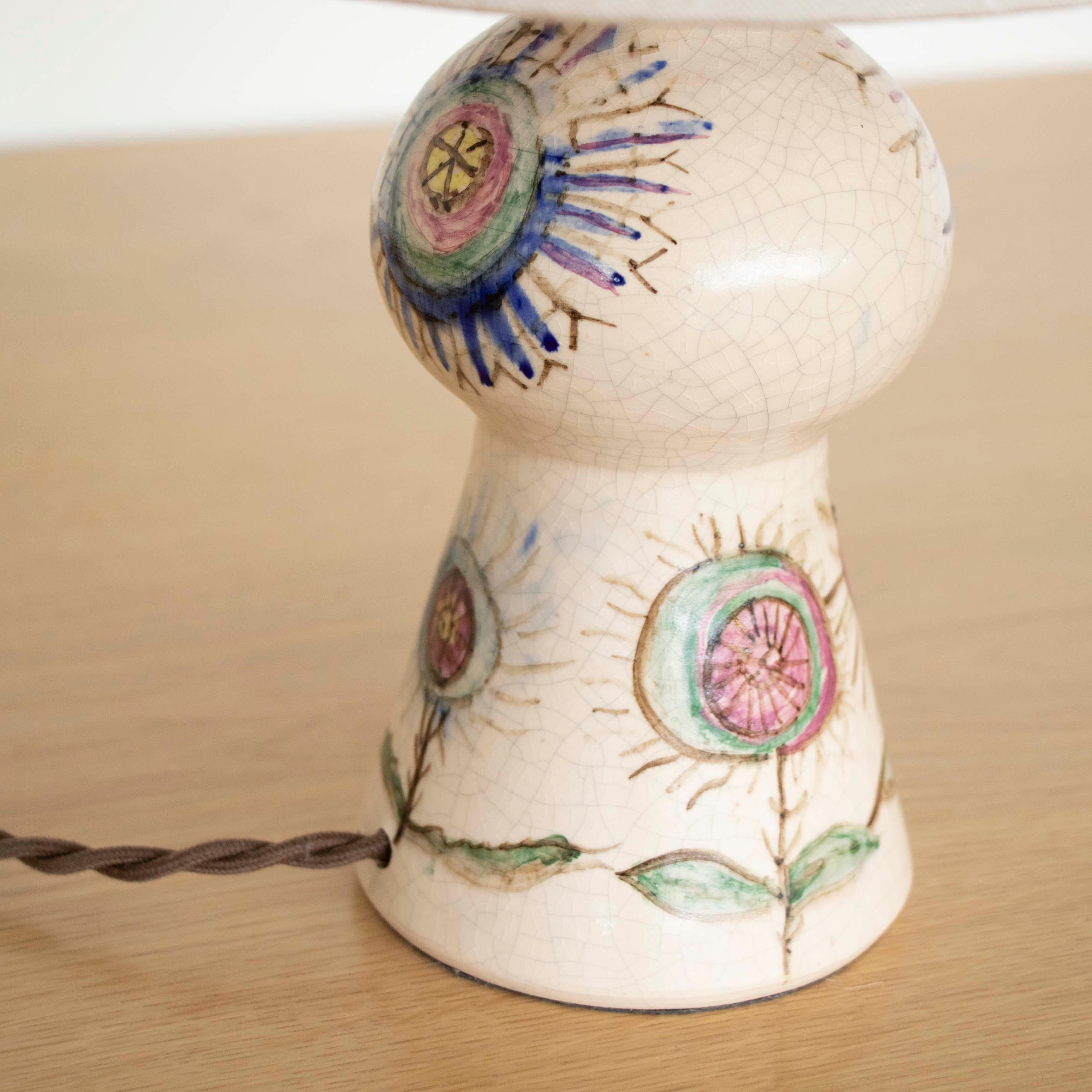 French Ceramic Painted Flower Lamp 5