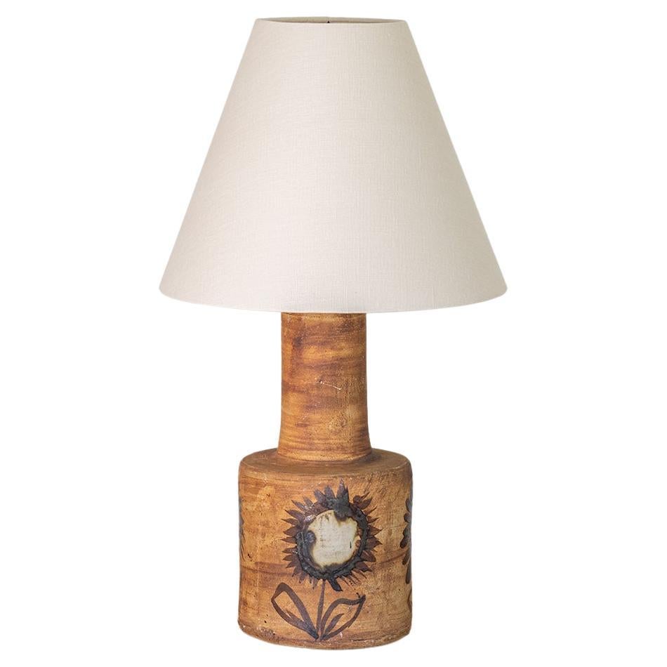 French, Ceramic Painted Flower Lamp