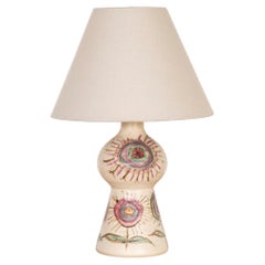 French Ceramic Painted Flower Lamp