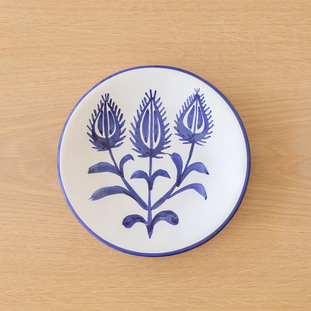 French Ceramic Painted Flower Plates by Robert Picault, Set of 12 13