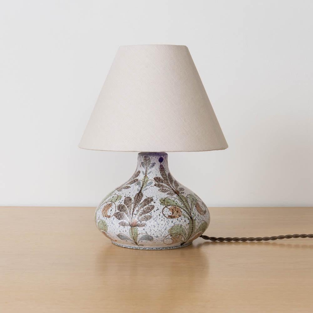 20th Century French Ceramic Painted Flower Table Lamp For Sale