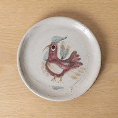 Piatto in ceramica francese dipinto a forma di gallo di Gustave Reynaud