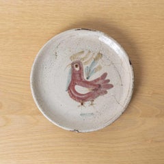 Piatto in ceramica francese dipinto a forma di gallo di Gustave Reynaud