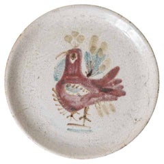 Piatto in ceramica francese dipinto a forma di gallo di Gustave Reynaud