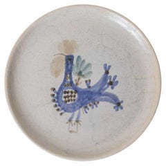 Piatto in ceramica francese dipinto a forma di gallo di Gustave Reynaud