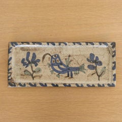 Bemaltes Tablett aus französischer Keramik von Gustave Reynaud