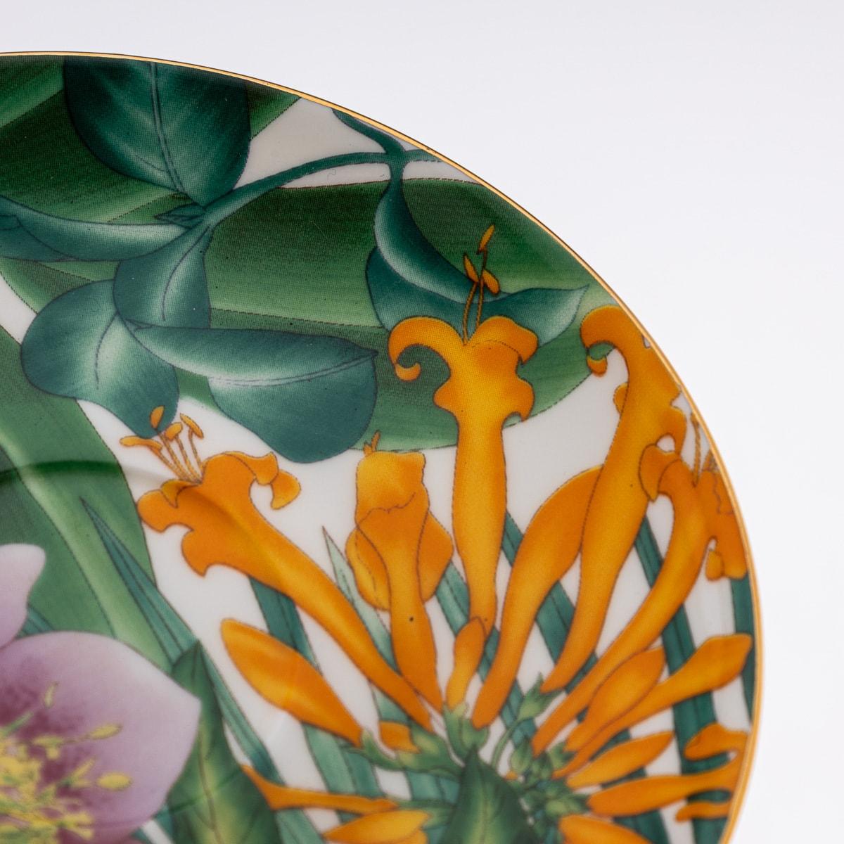 French Ceramic Passifolia Pair Of Breakfast Cups & Saucers By Hermes 6