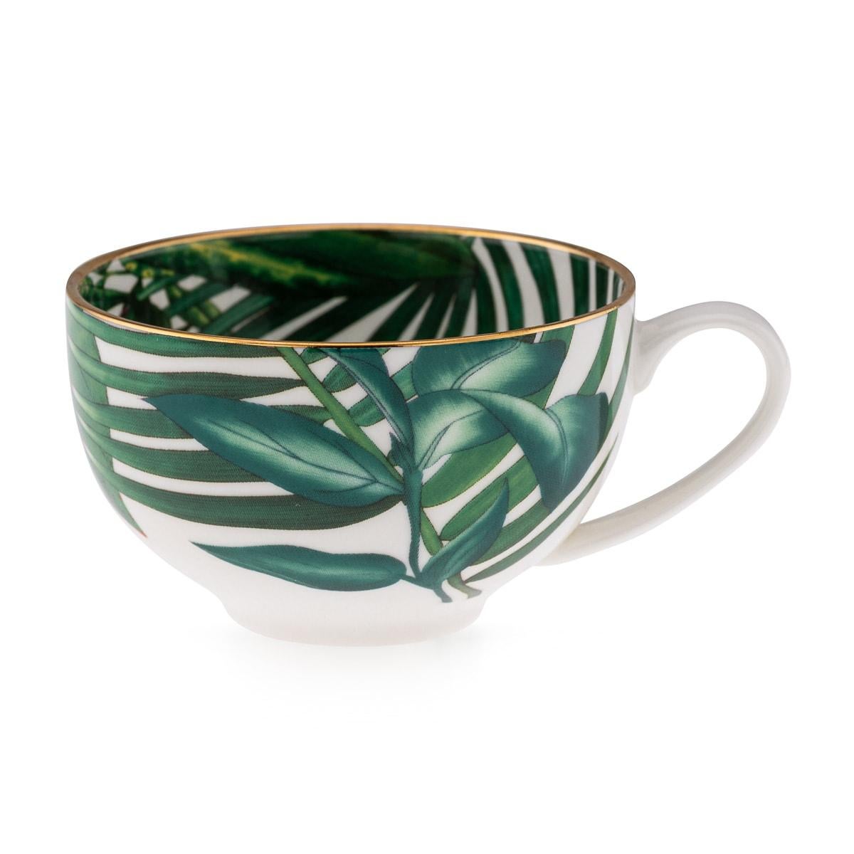 French Ceramic Passifolia Pair Of Breakfast Cups & Saucers By Hermes 7
