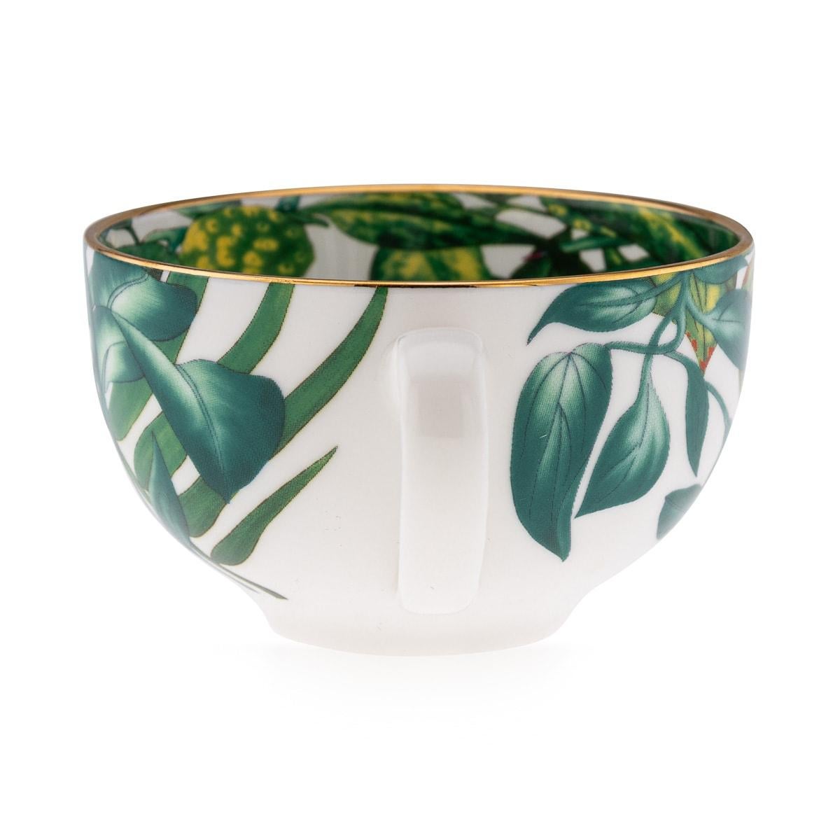 French Ceramic Passifolia Pair Of Breakfast Cups & Saucers By Hermes 8