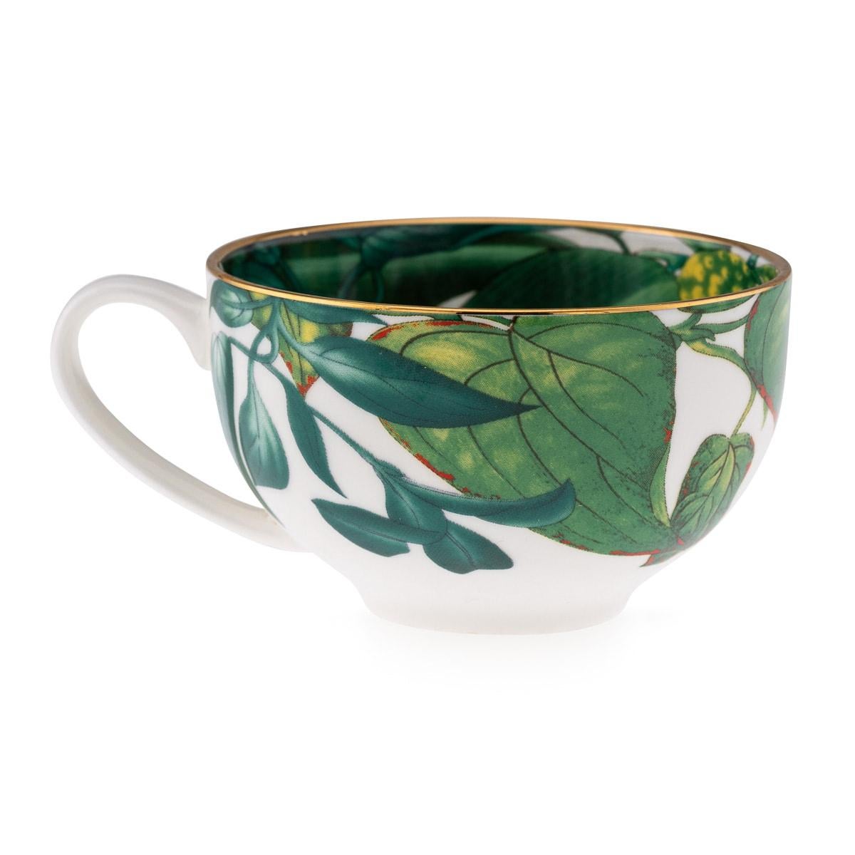 French Ceramic Passifolia Pair Of Breakfast Cups & Saucers By Hermes 9