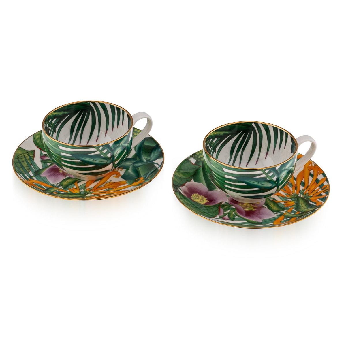 Other French Ceramic Passifolia Pair Of Breakfast Cups & Saucers By Hermes