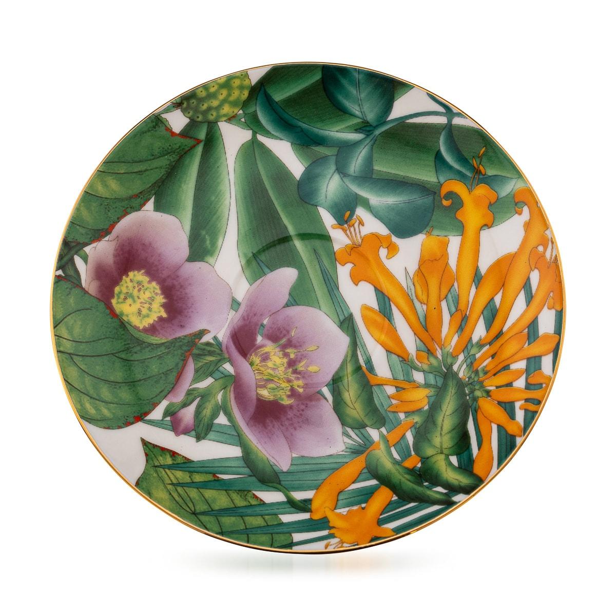 French Ceramic Passifolia Pair Of Breakfast Cups & Saucers By Hermes 1