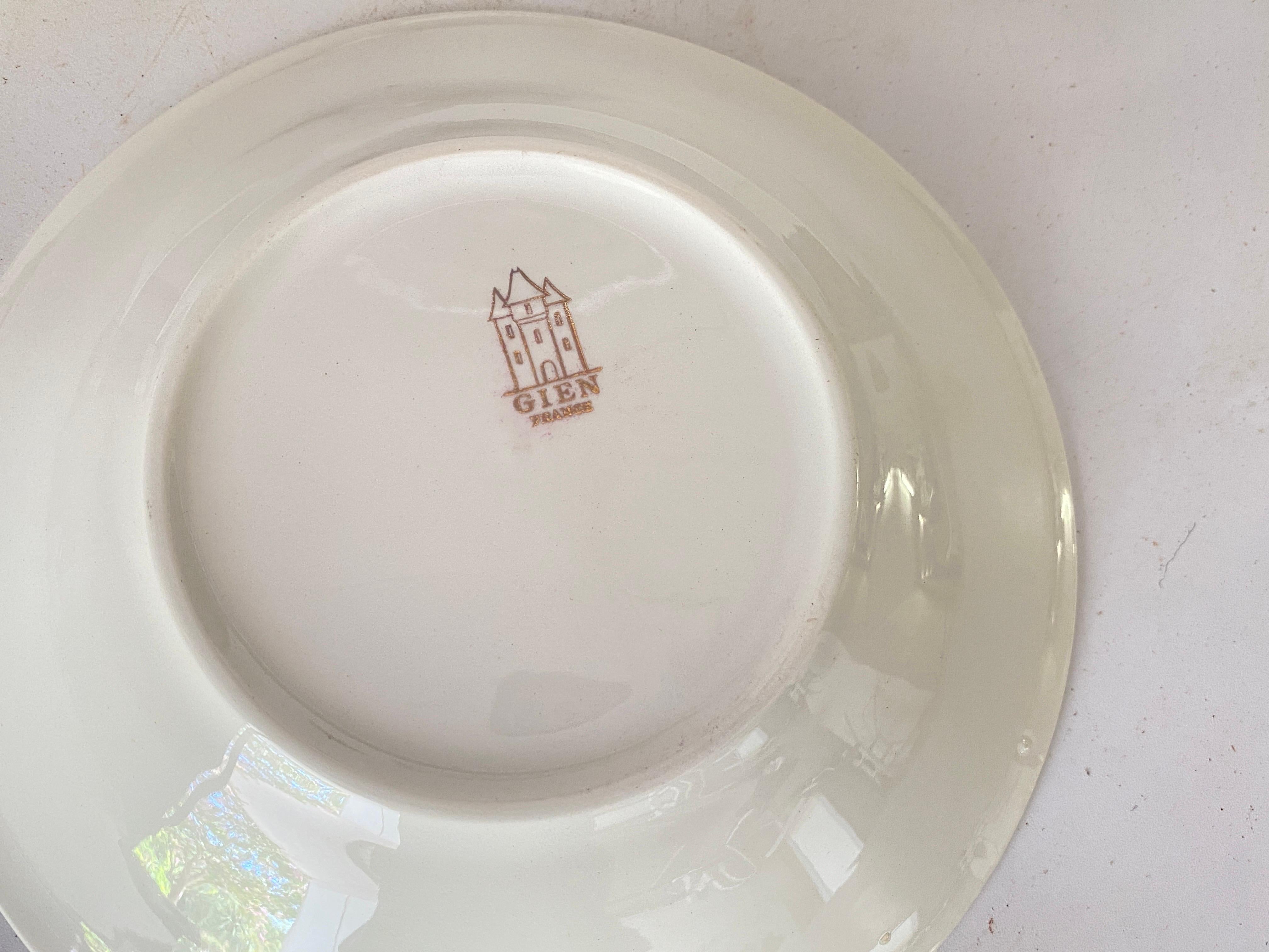 Platos de cerámica francesa modernista del siglo XX Decoración con motivos geométricos Juego de 4 en Bueno estado para la venta en Auribeau sur Siagne, FR