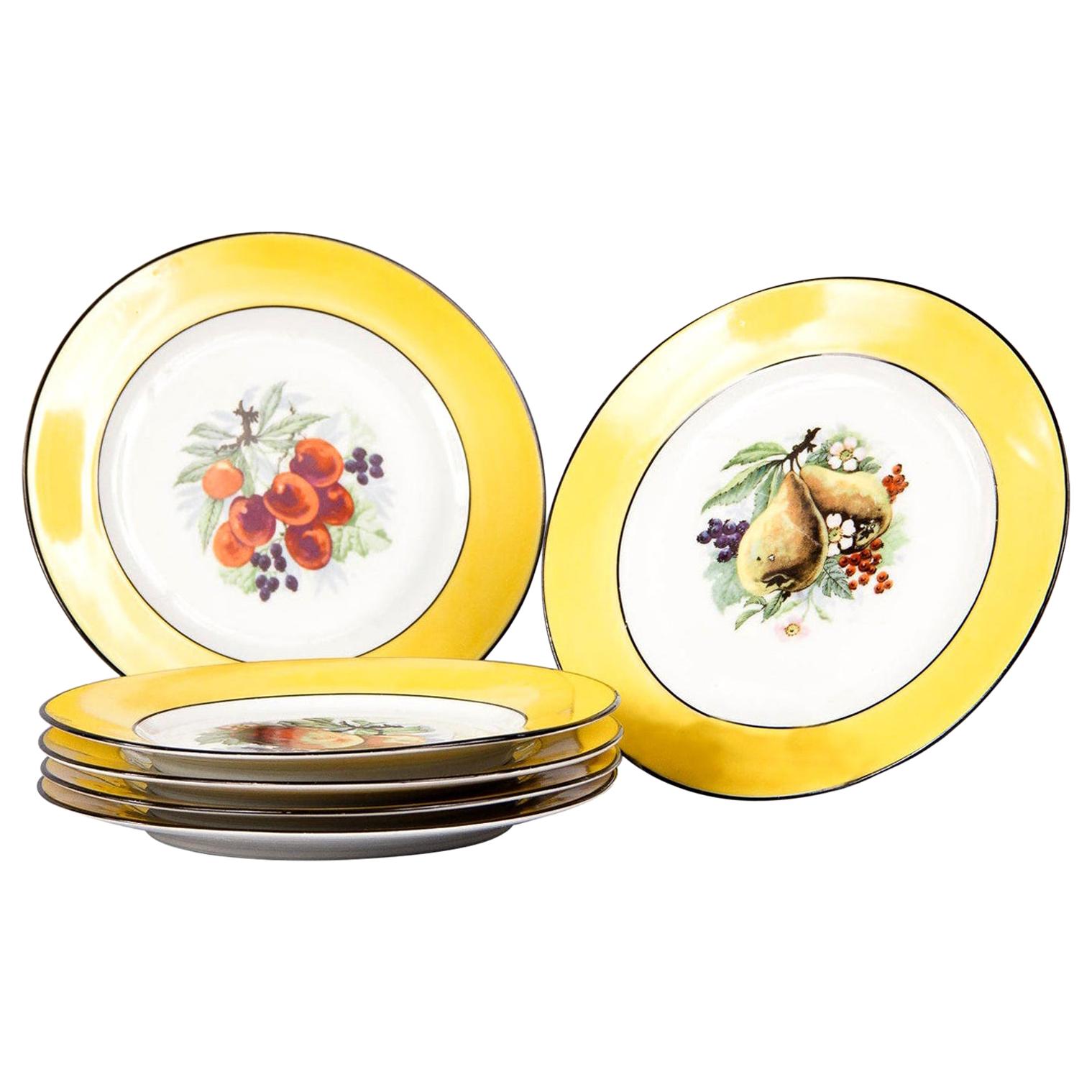 French Ceramic Plates from Mehun Factory, 20th Century