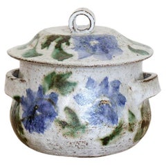 Pot en céramique française avec couvercle d'Albert Thiry