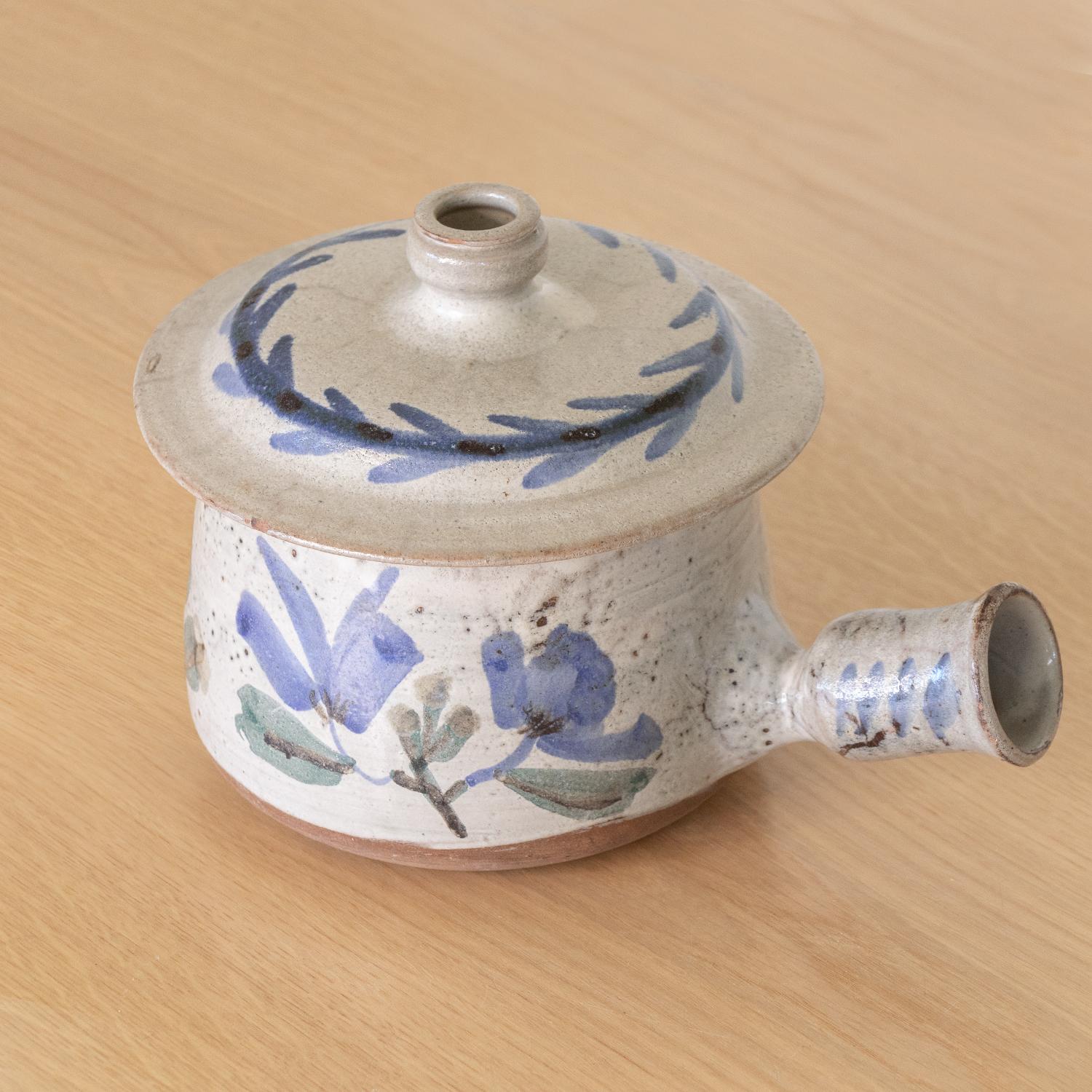 French Ceramic Pot with Lid by Gustave Reynaud In Good Condition For Sale In Los Angeles, CA