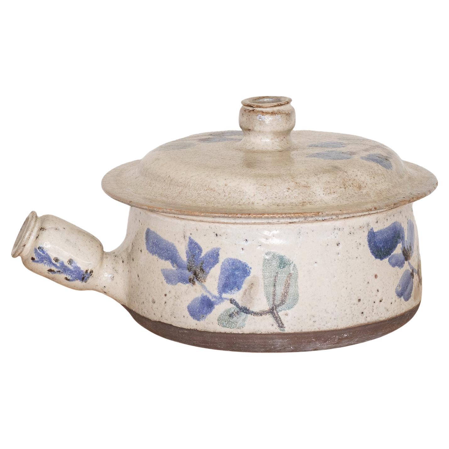 French Ceramic Pot with Lid by Gustave Reynaud For Sale