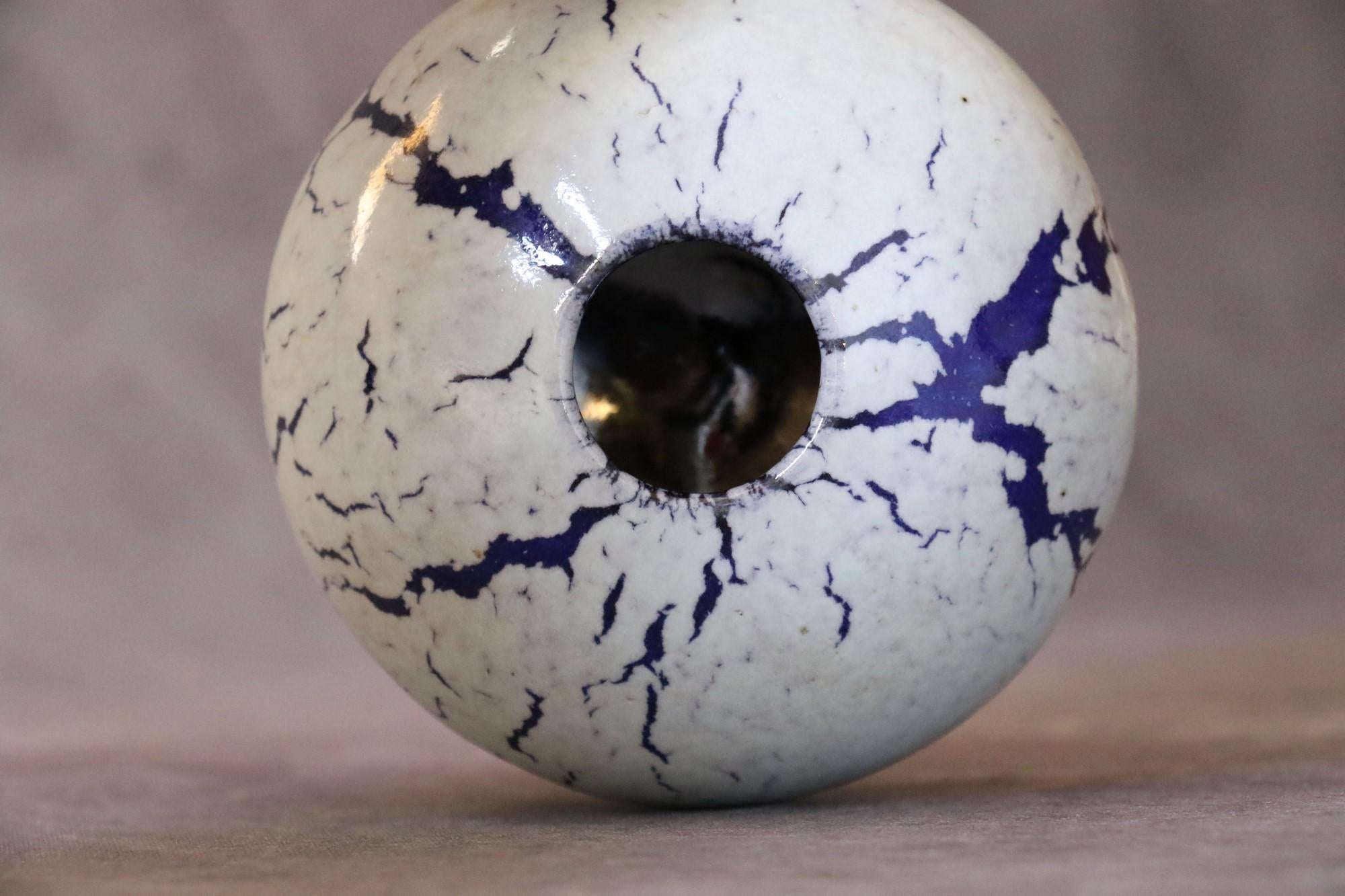 French Ceramic Purple and White Ball Vase by Marc Uzan, circa 2000 For Sale 2
