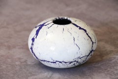 French Ceramic Purple and White Ball Vase by Marc Uzan, circa 2000