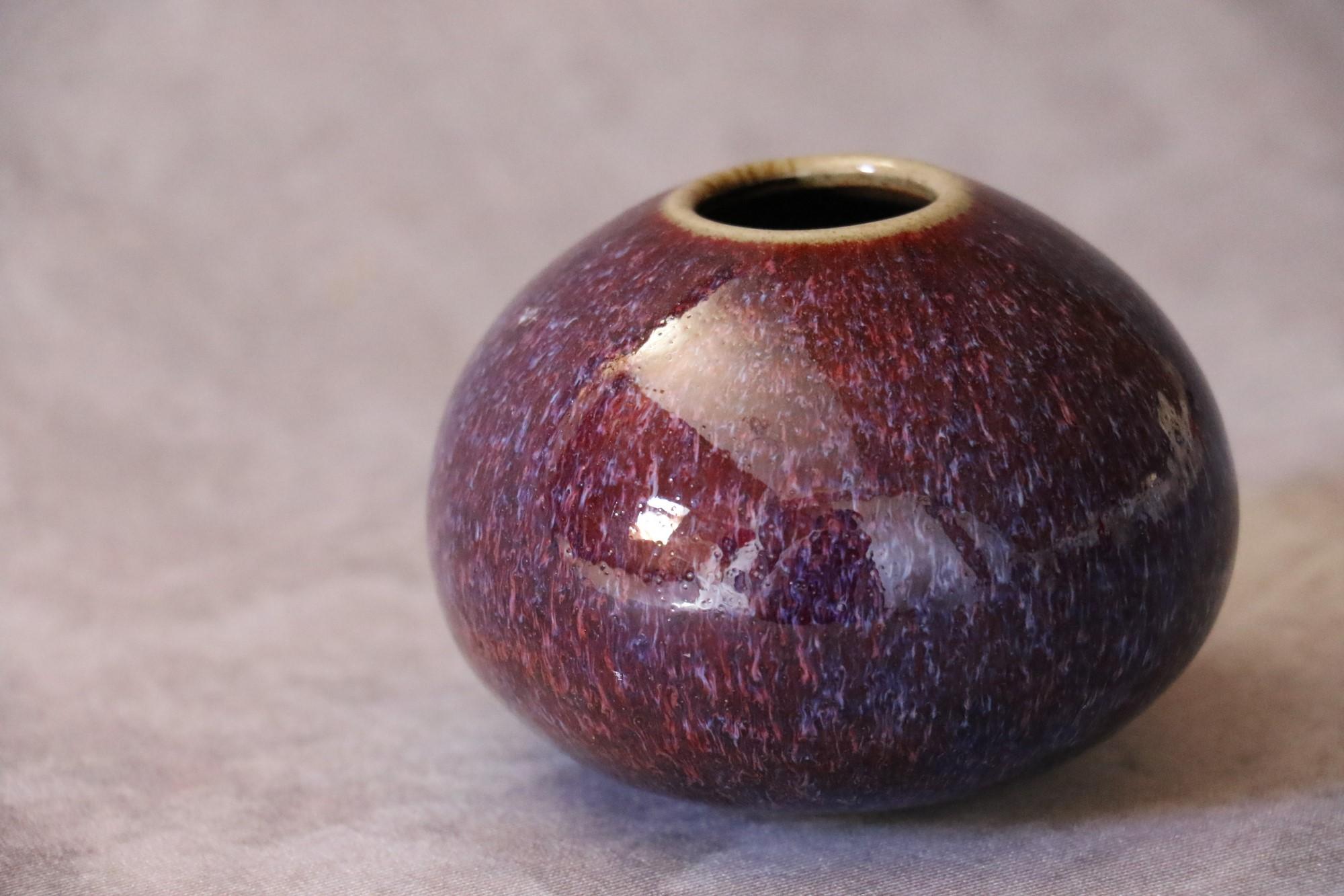 French Ceramic Purple Ball Vase by Marc Uzan, circa 2000 For Sale 4