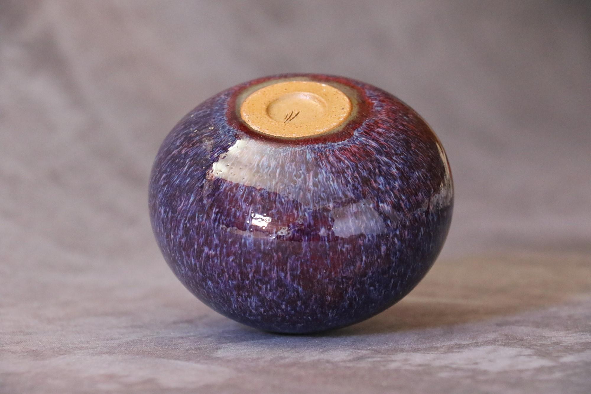 French Ceramic Purple Ball Vase by Marc Uzan, circa 2000 For Sale 2