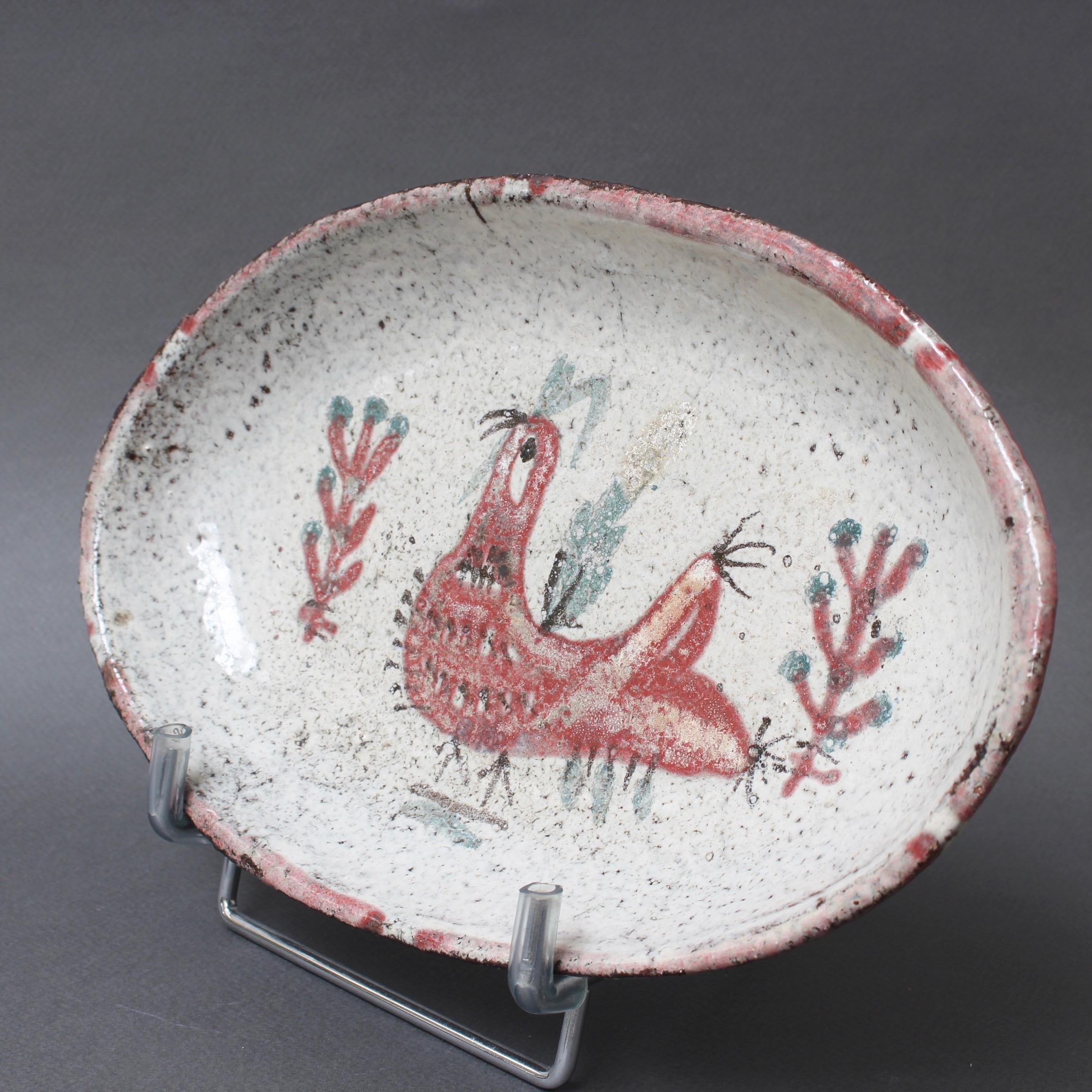 French Ceramic Rooster Motif Tray by Gustave Reynaud, Le Mûrier 'circa 1950s' 4