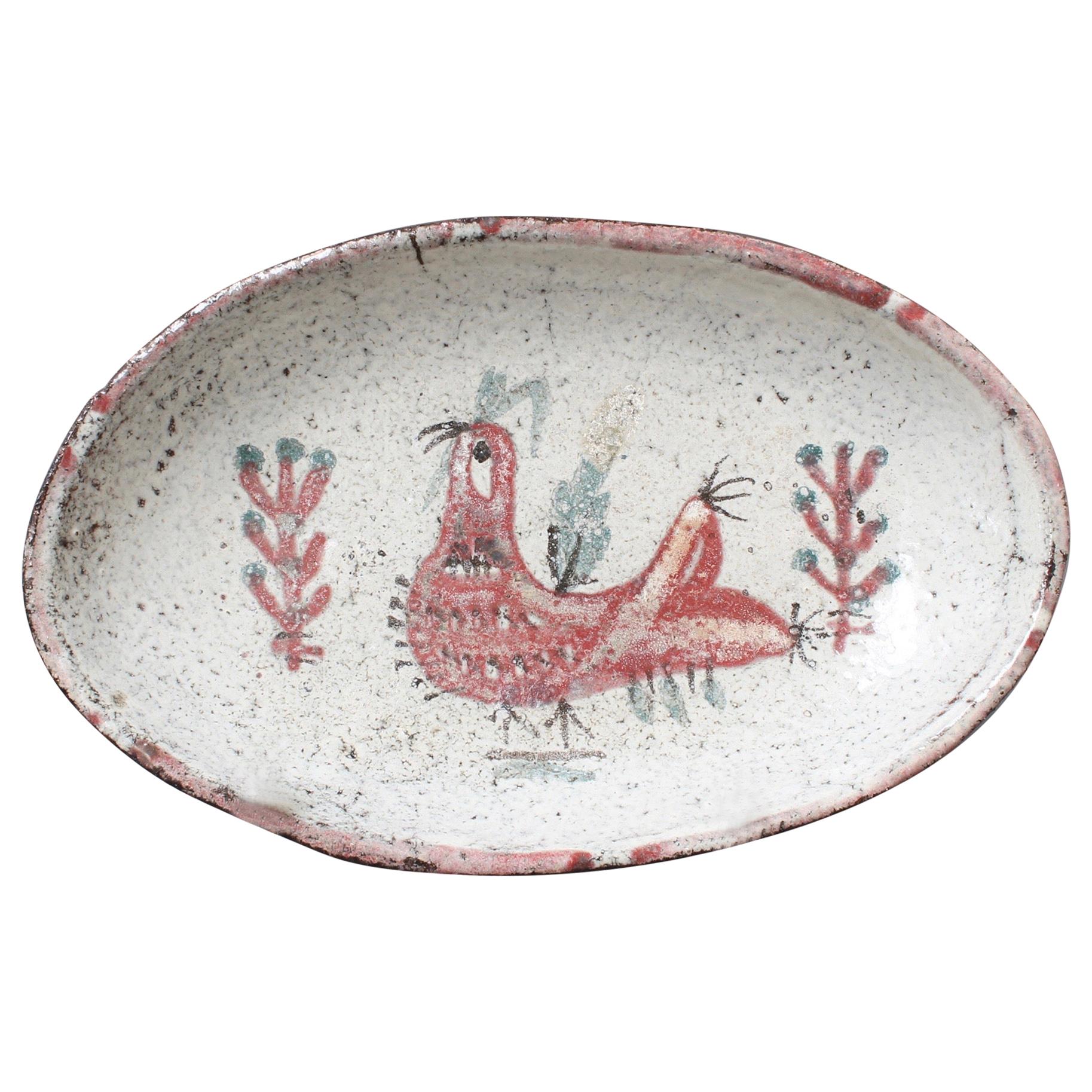 French Ceramic Rooster Motif Tray by Gustave Reynaud, Le Mûrier 'circa 1950s'
