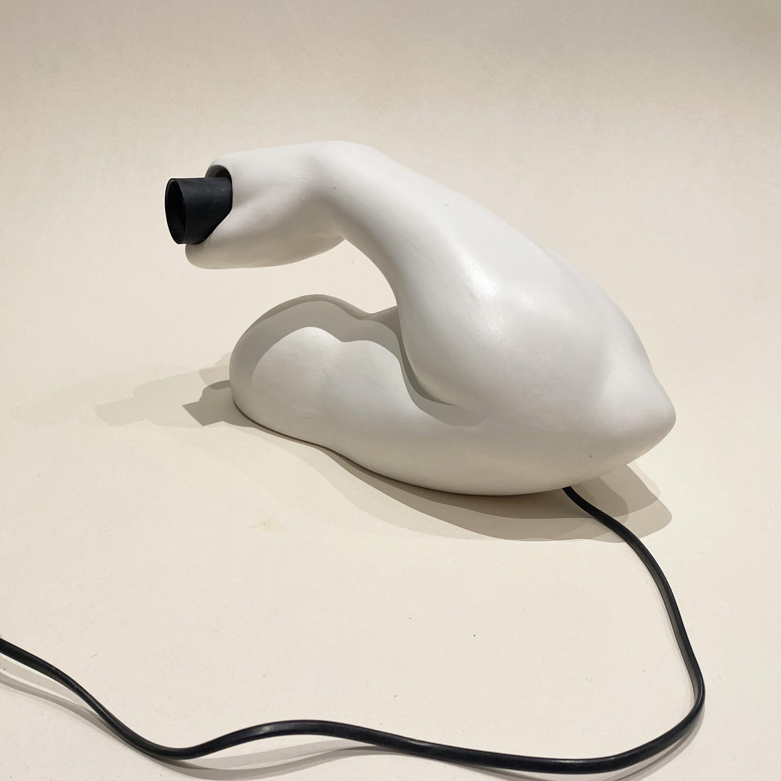 French Ceramic Sconce Depicting Muscular Arm with Dumbbell by J.C. Peiré, 1980s In Good Condition In Lille, FR
