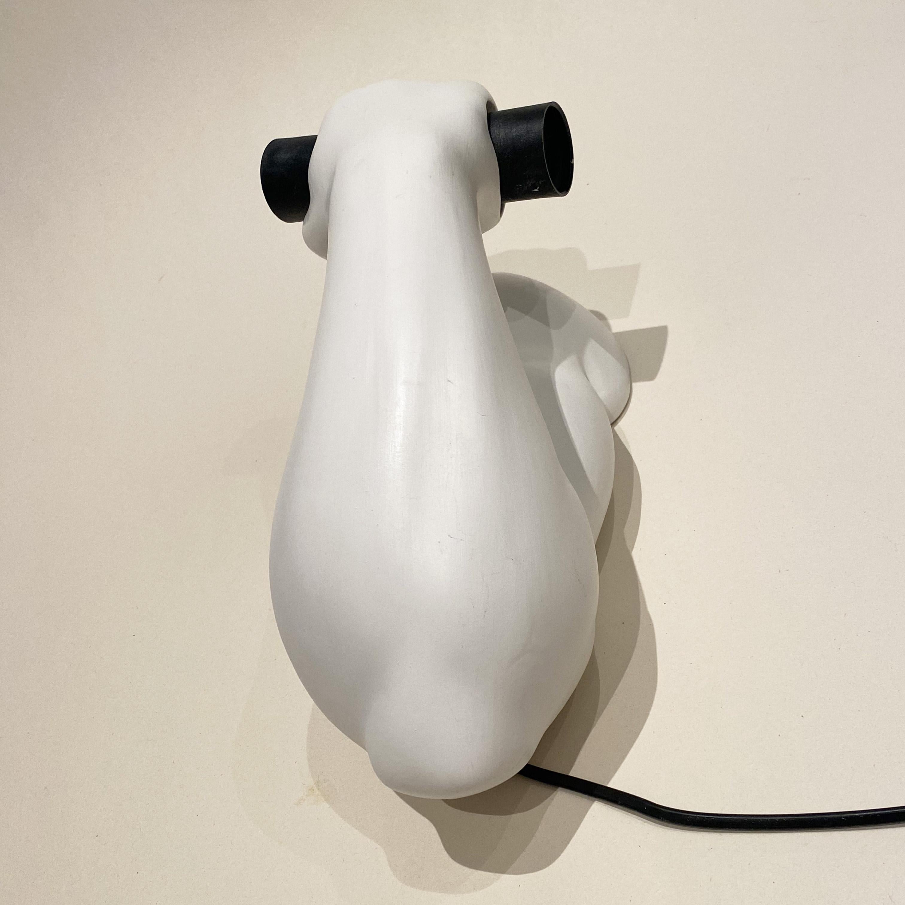 French Ceramic Sconce Depicting Muscular Arm with Dumbbell by J.C. Peiré, 1980s 2