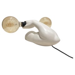 French Ceramic Sconce Depicting Muscular Arm with Dumbbell by J.C. Peiré, 1980s