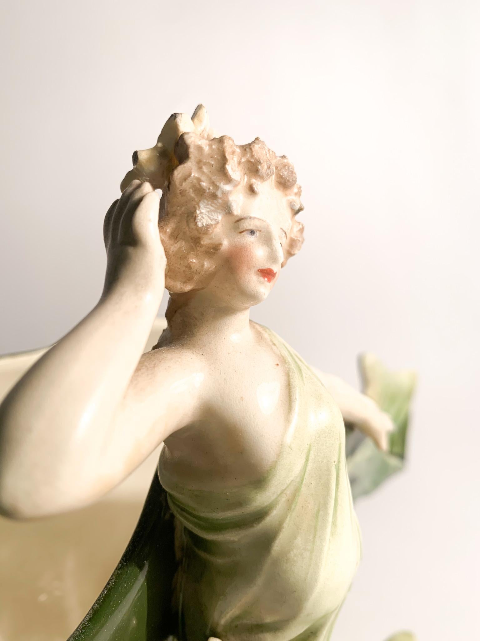 French Ceramic Sculpture of Lady Liberty with Early 20th Century Flower Holder For Sale 4