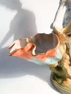 French Ceramic Sculpture of Lady with Baskets from the 1940s