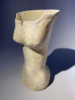 French Beaux Arts Ceramic Sculpture Vase, Hand-Carved, Signed, 1960s