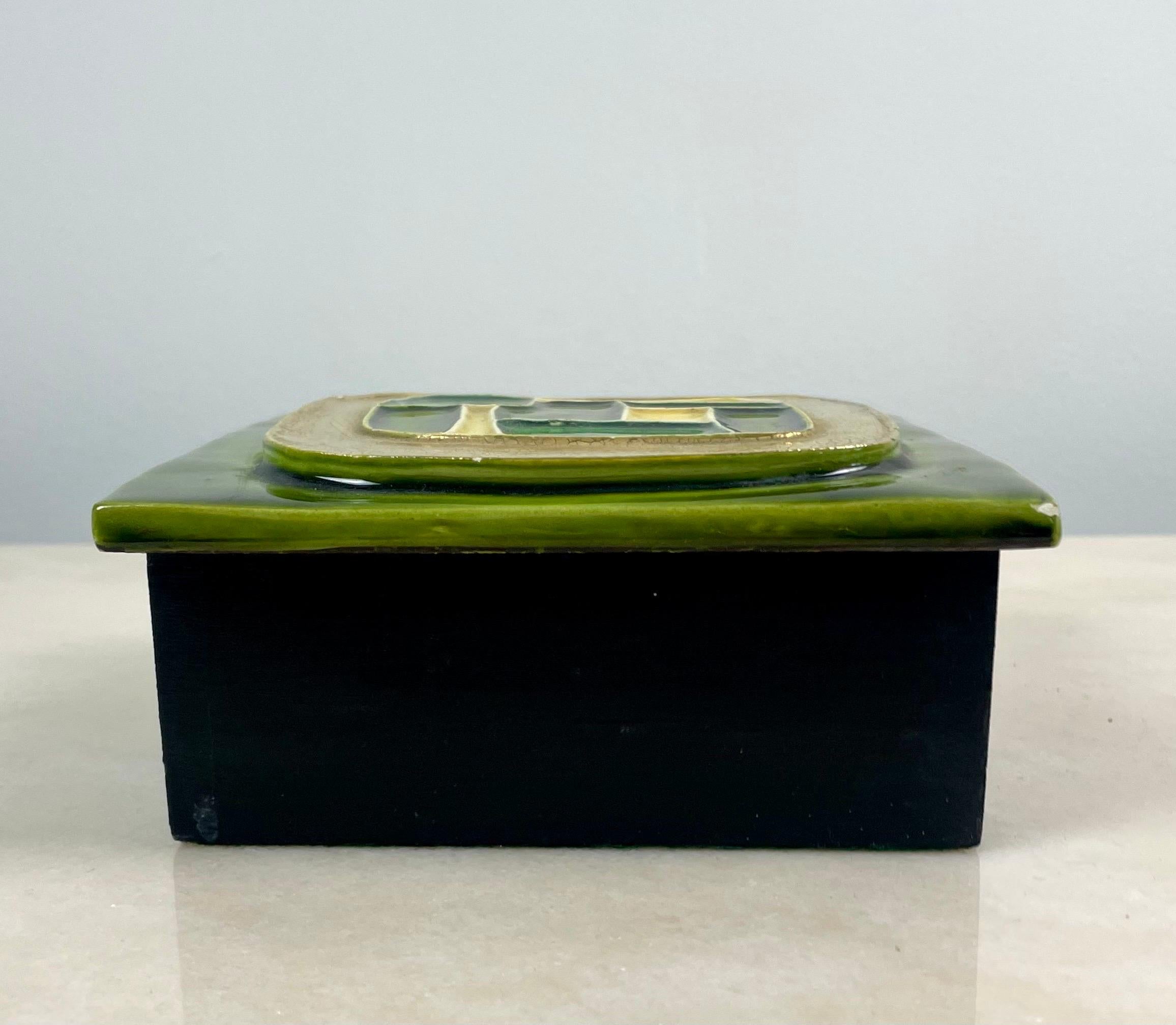 Glazed French Ceramic Secret box or jewelry box or tidy  - Mithé Espelt 60's Fance 