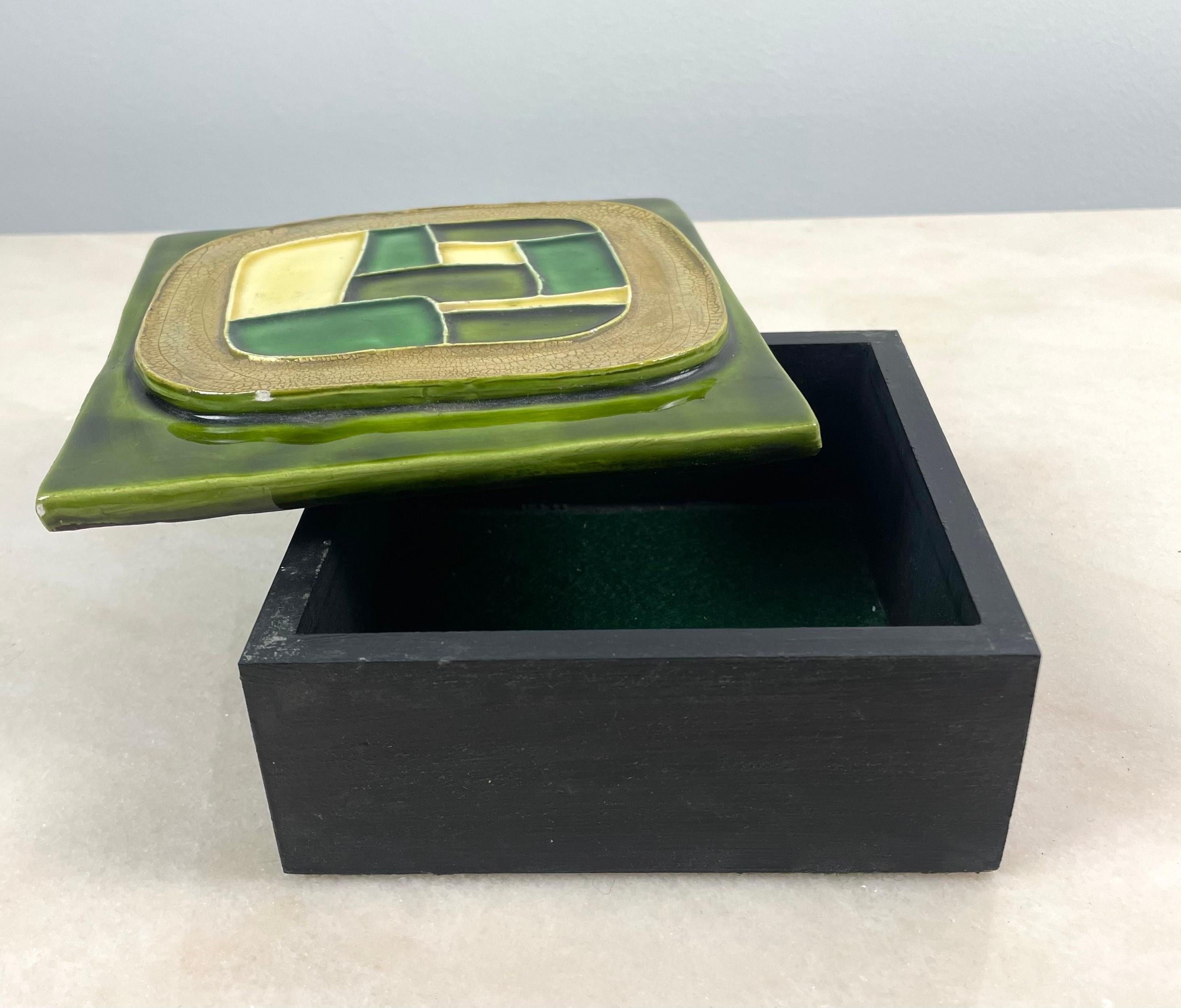 French Ceramic Secret box or jewelry box or tidy  - Mithé Espelt 60's Fance  2