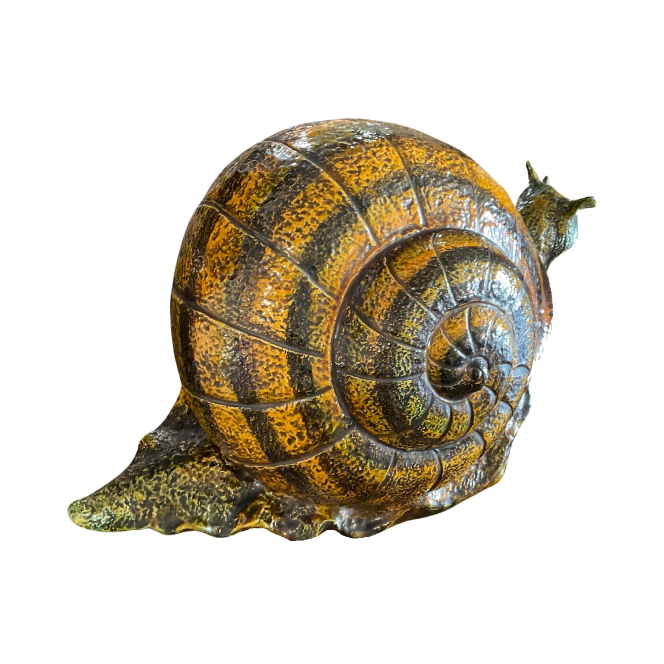 French Ceramic Snail Sculpture In Good Condition For Sale In Dallas, TX