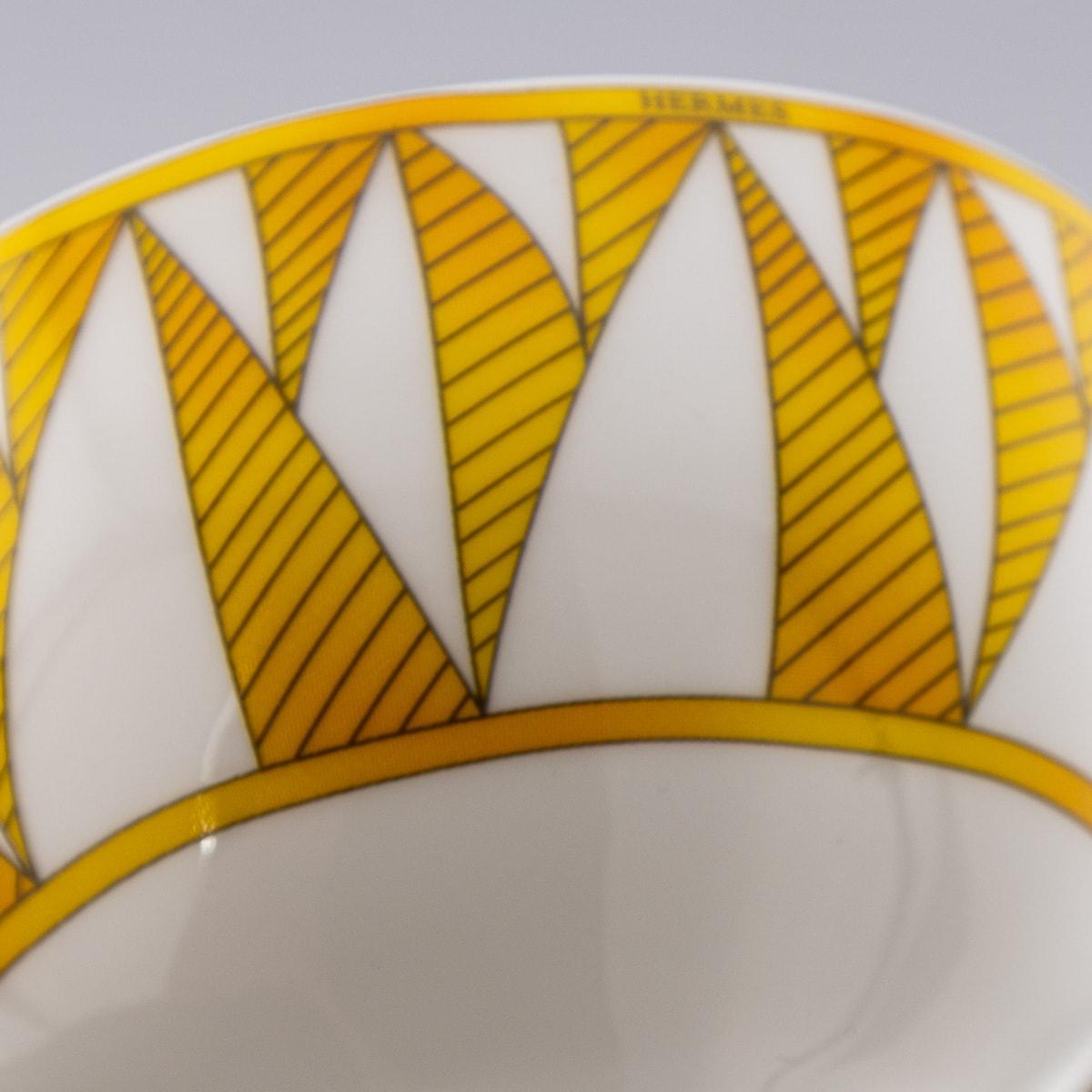 French Ceramic Soleil D'hermes Pair Of Breakfast Cups & Saucers By Hermes 6