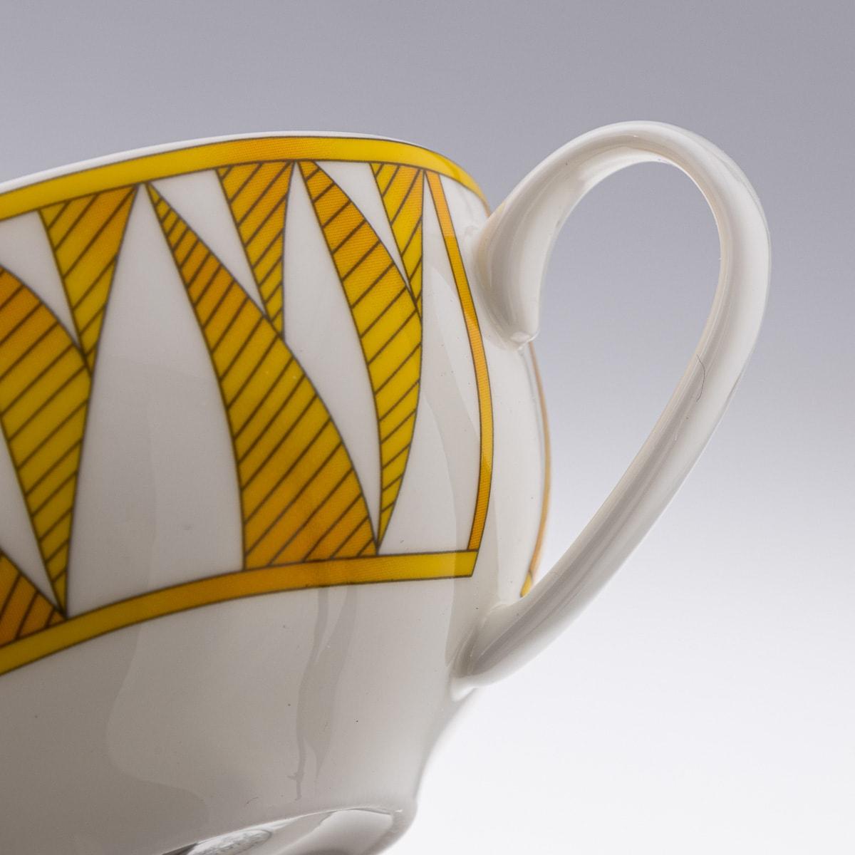 French Ceramic Soleil D'hermes Pair Of Breakfast Cups & Saucers By Hermes 7