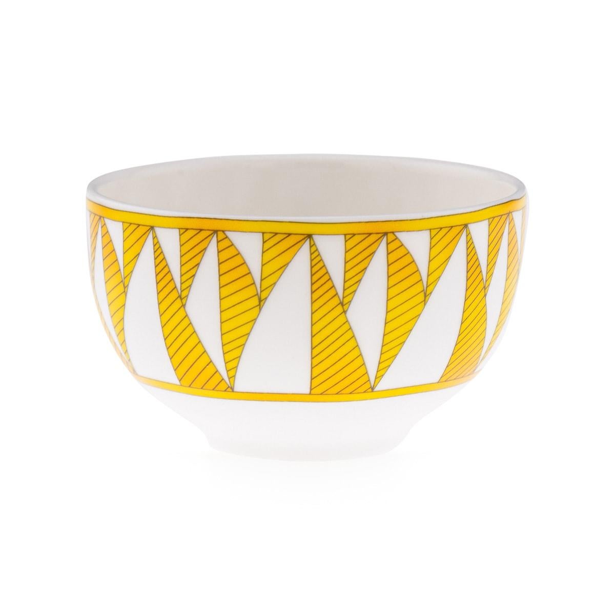 French Ceramic Soleil D'hermes Pair Of Breakfast Cups & Saucers By Hermes 4