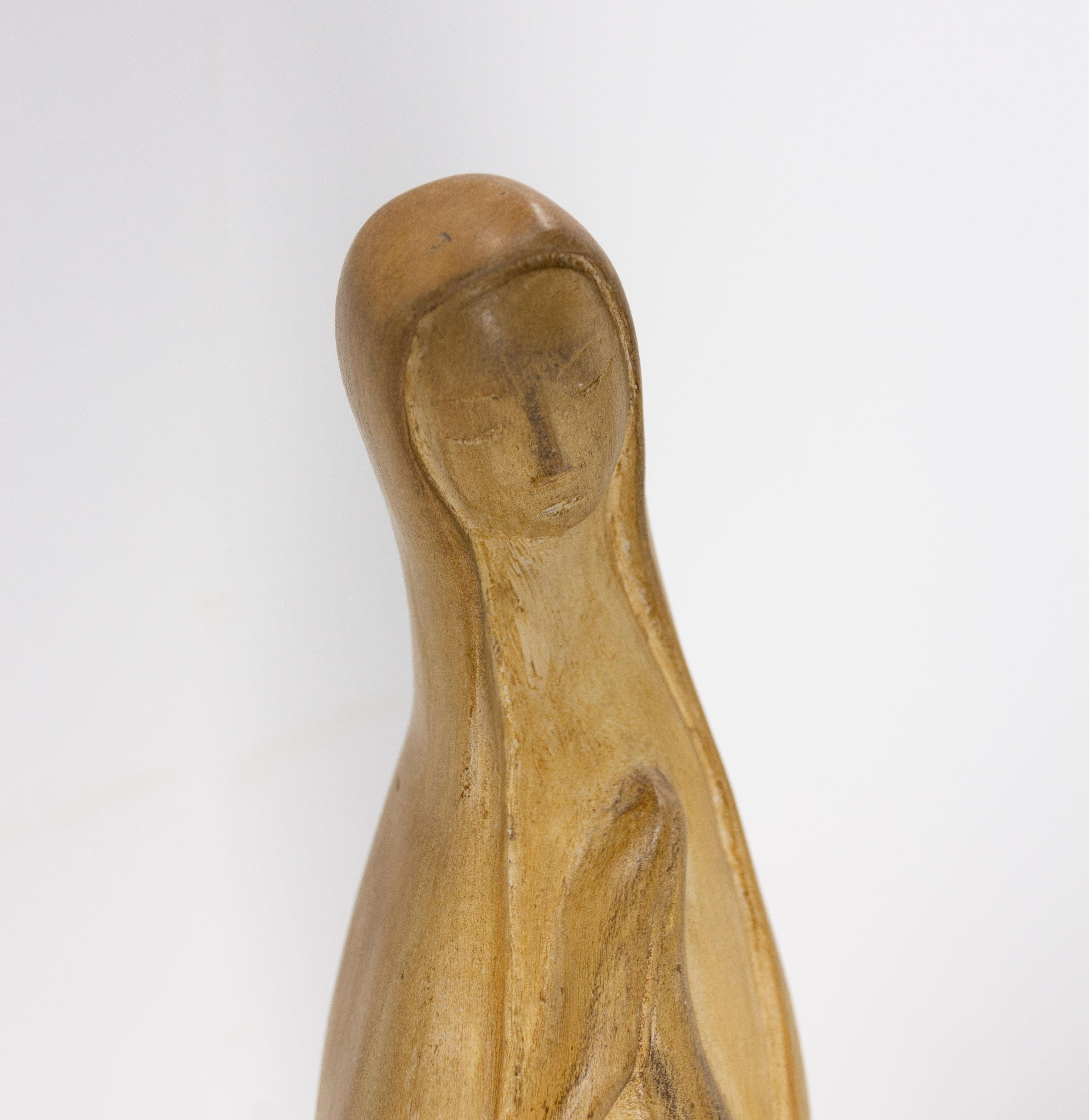 Mid-20th Century French Ceramic Statuette of the Praying Virgin, circa 1950 For Sale