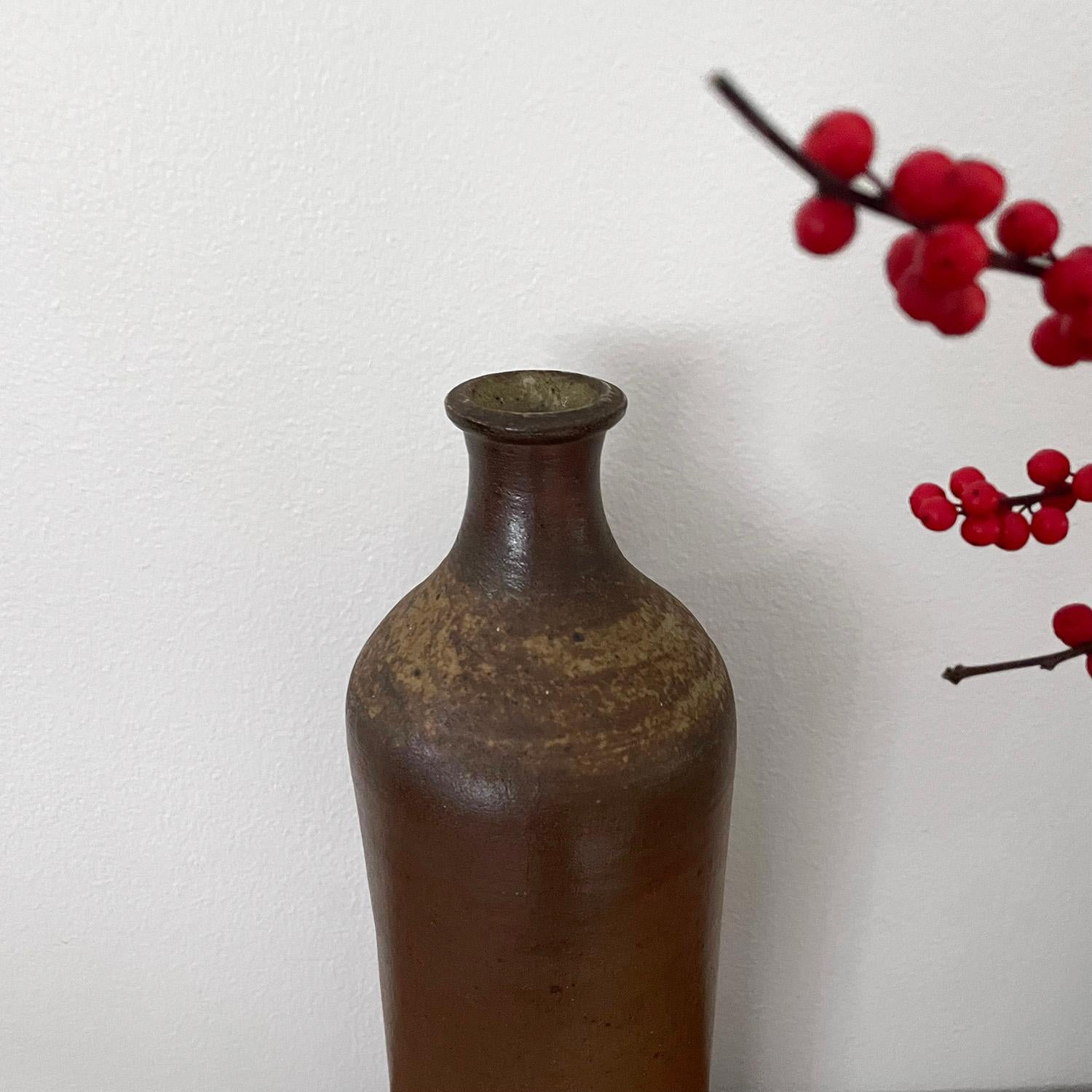 French Ceramic Stoneware Bottle Vase In Good Condition For Sale In Los Angeles, CA
