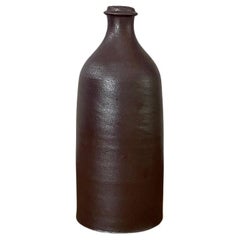 Used French Ceramic Stoneware Bottle Vase