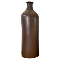 Used French Ceramic Stoneware Bottle Vase