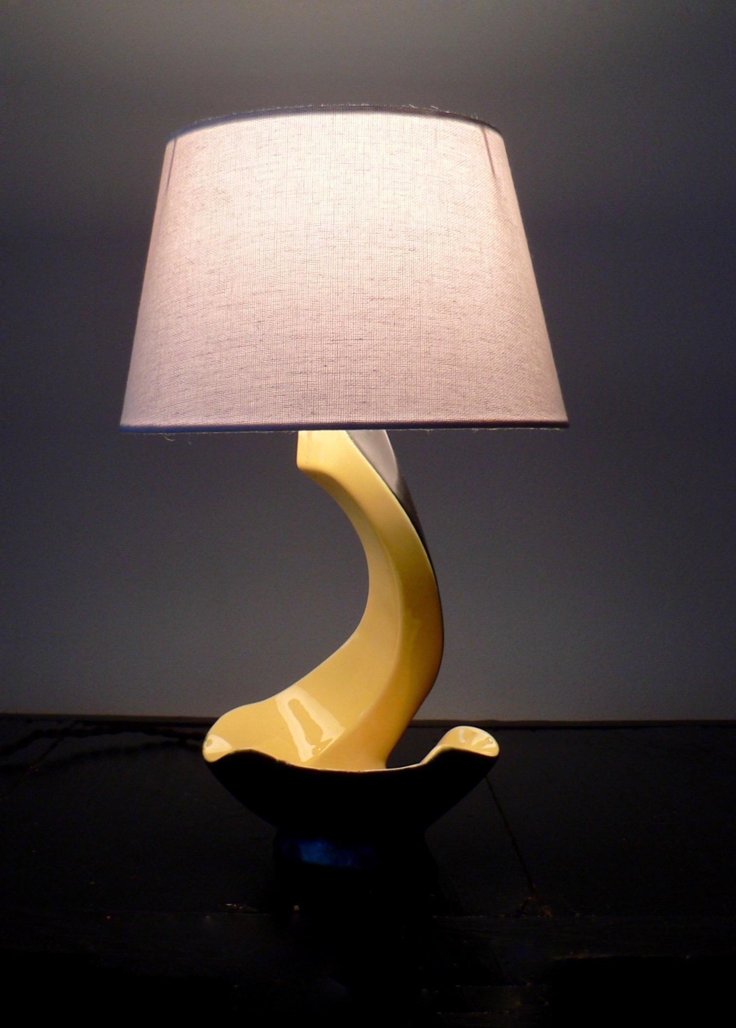 French Ceramic Table Lamp - 1950 For Sale 4