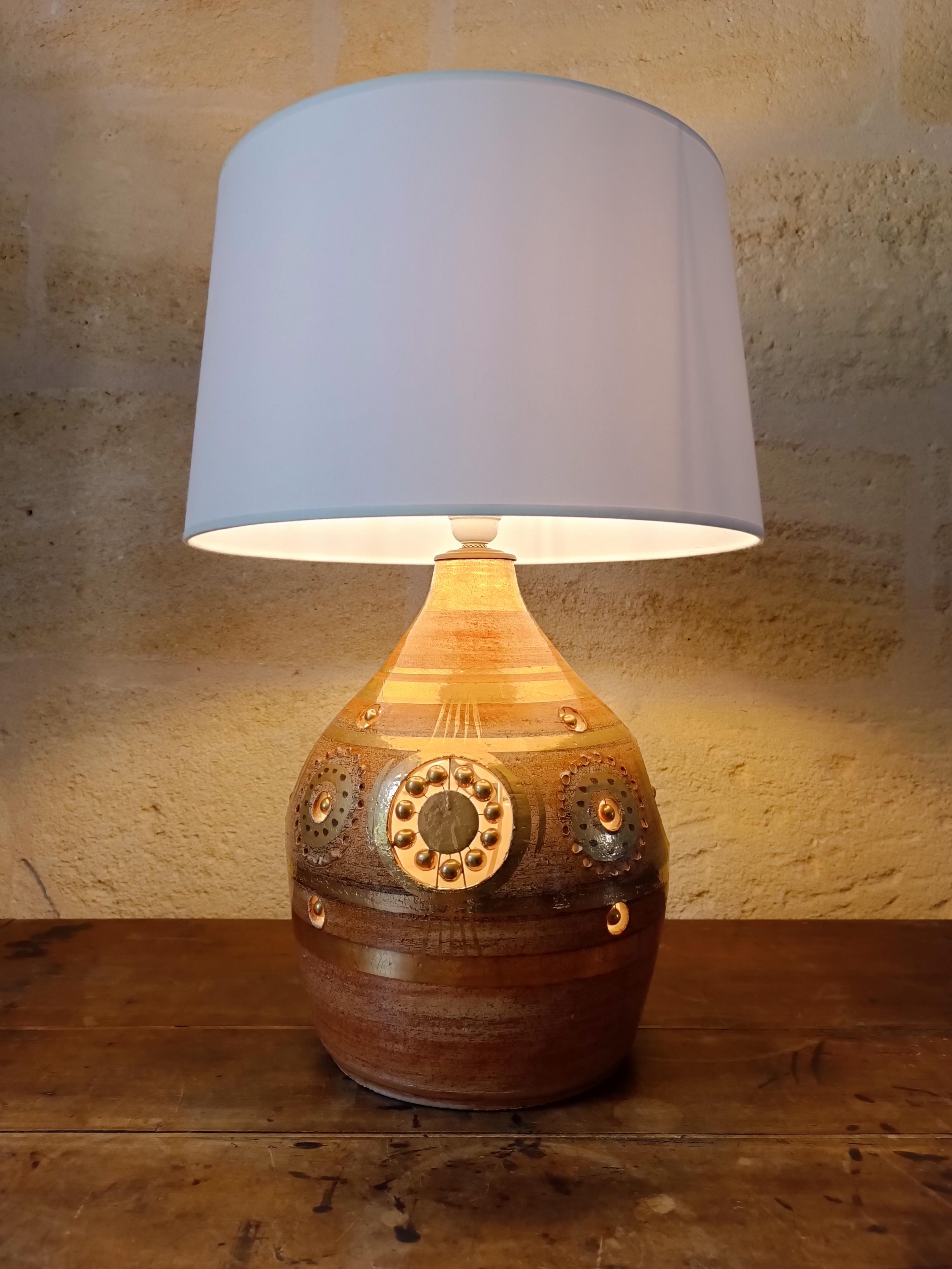 Mid-Century Modern French Ceramic Table Lamp by Georges Pelletier, 1970s For Sale