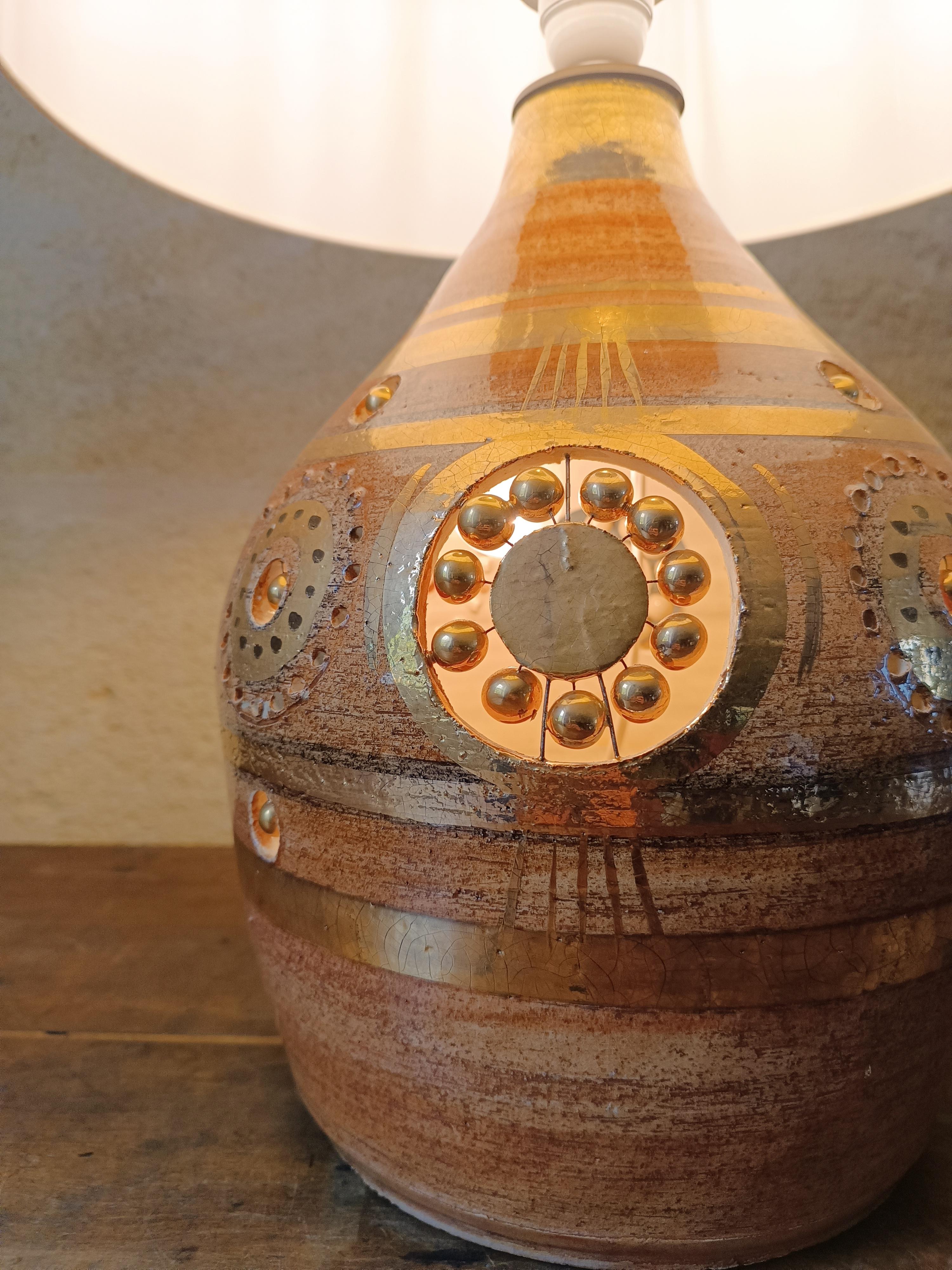 Hand-Painted French Ceramic Table Lamp by Georges Pelletier, 1970s For Sale