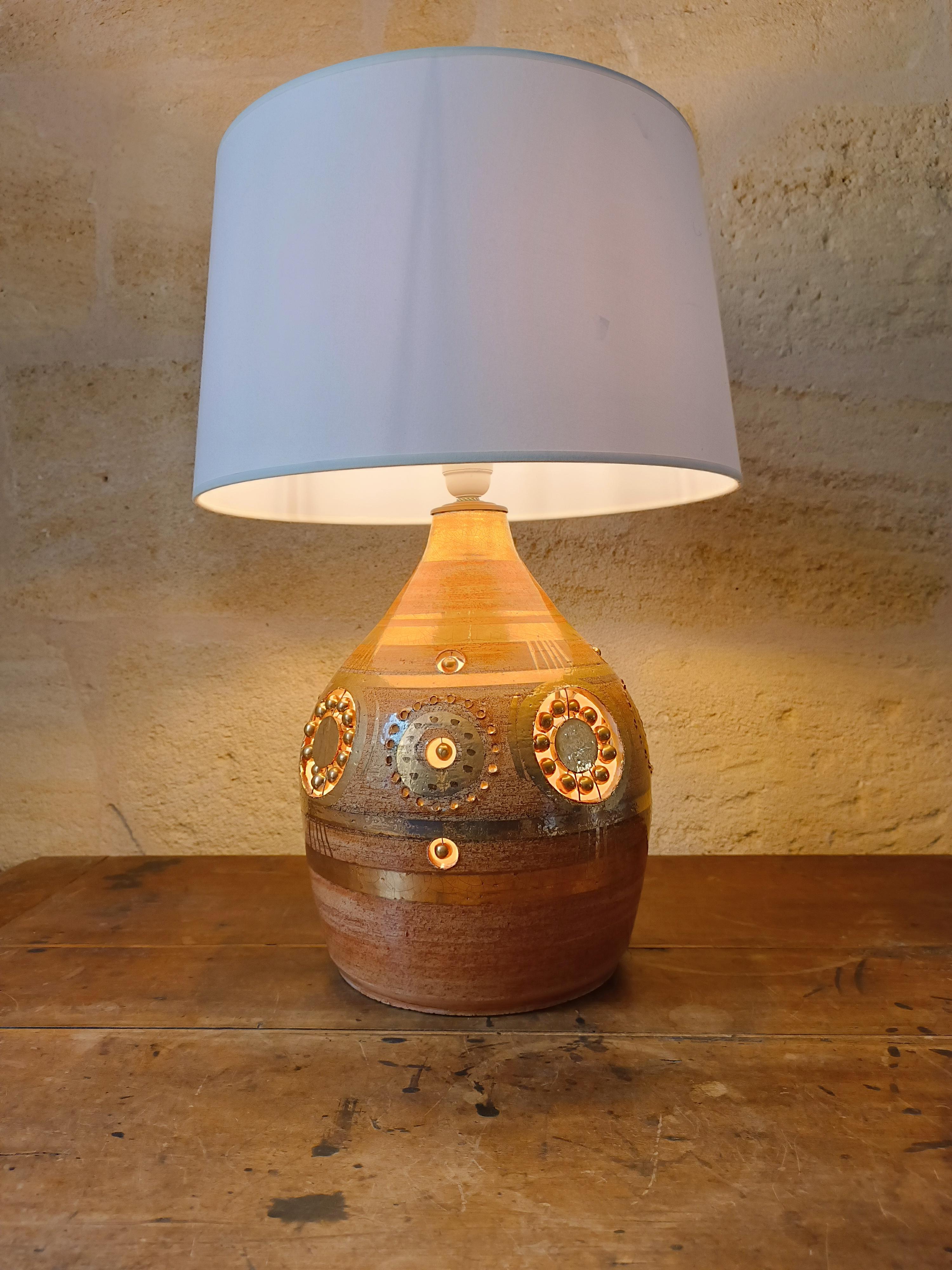 Französische Keramik-Tischlampe von Georges Pelletier, 1970er Jahre (20. Jahrhundert)