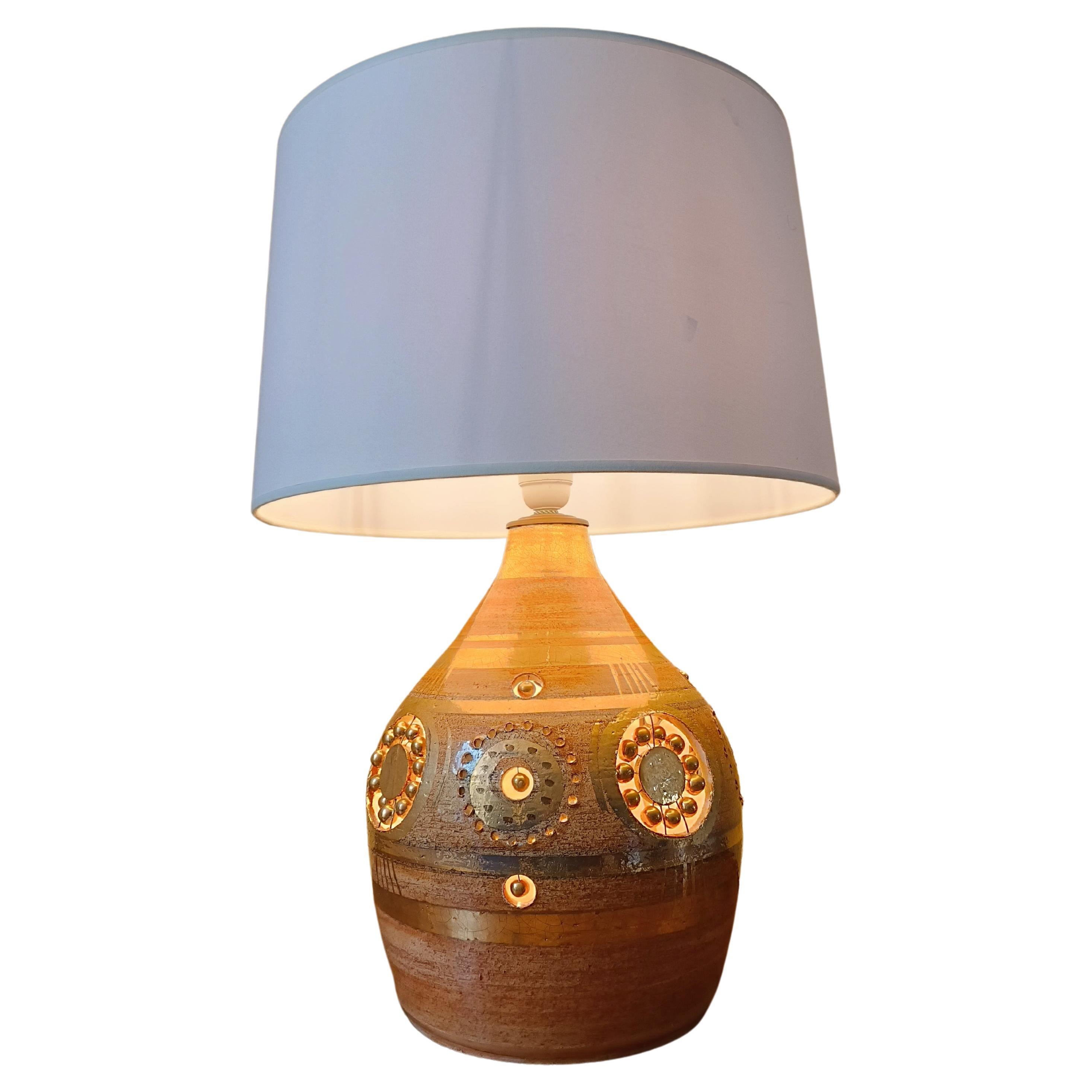 French Ceramic Table Lamp by Georges Pelletier, 1970s For Sale