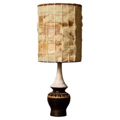 French Ceramic Table Lamp by Georges Pelletier with Organic Fiber Shade