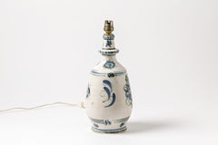 French Ceramic Table Lamp by Keraluc Quimper 1970 Flower Decoration